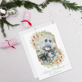 Gold und Holly | Rahmen für geometrisches Foto Feiertagskarte