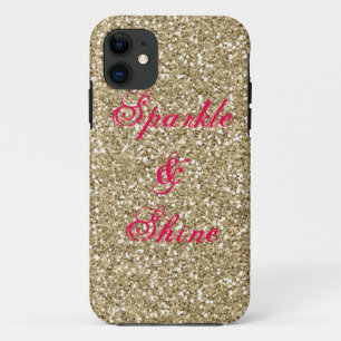 Gold und Hot-Pink-Glitzer Sparkle und Shine iPhone 11 Hülle
