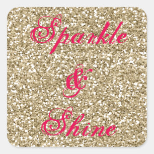 Gold und Hot-Pink-Glitzer Sparkle und Shine Quadratischer Aufkleber