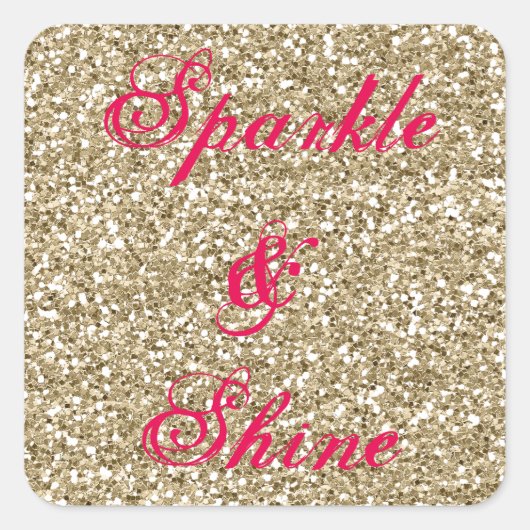 Gold und Hot-Pink-Glitzer Sparkle und Shine Quadratischer Aufkleber (Vorderseite)