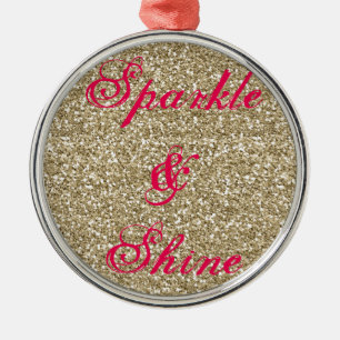 Gold und Hot-Pink-Glitzer Sparkle und Shine Silbernes Ornament