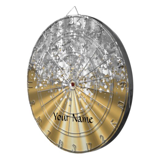 Gold- und Imitat-Glitter personalisiert Dartscheibe (Vorderseite rechts)