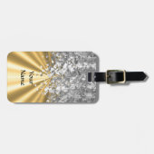 Gold- und Imitat-Glitter personalisiert Gepäckanhänger (Vorderseite horizontal)