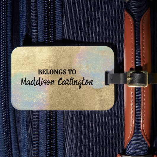 Gold- und irisierende Glitter-Textur Gepäckanhänger (Vorderseite Insitu 4)