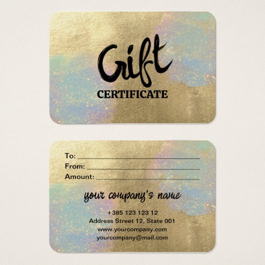 Gold- und irisierende Glitzer Textur Geschenkkarte (Vorne & Hinten)