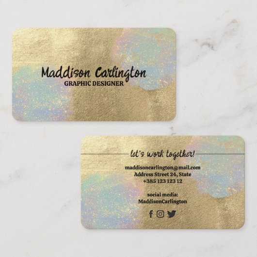 Gold- und irisierende Glitzer-Textur Visitenkarte (Vorne/Hinten)
