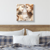 Gold und Ivory Angels Mit Monogramm Leinwanddruck (Insitu (Schlafzimmer))