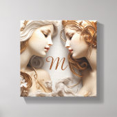 Gold und Ivory Angels Mit Monogramm Leinwanddruck (Vorderseite)