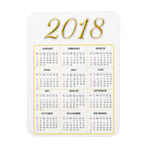Gold und Kalender-Magnet des Weiß-2018 Magnet