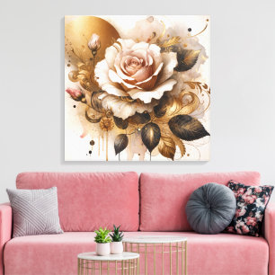 Gold- und Kaschmir-Rose Leinwanddruck