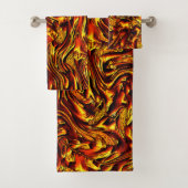 Gold und Korallen oder lebhafte rote Textur Badhandtuch Set (Insitu)