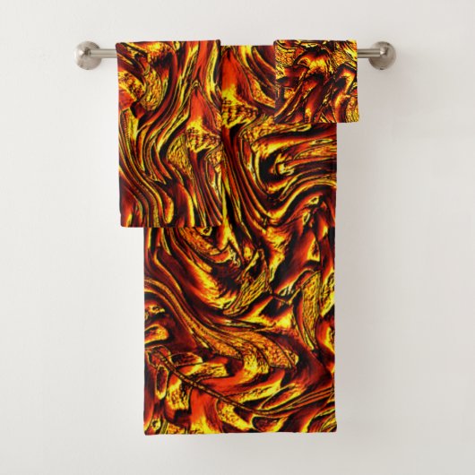 Gold und Korallen oder lebhafte rote Textur Badhandtuch Set (Insitu)