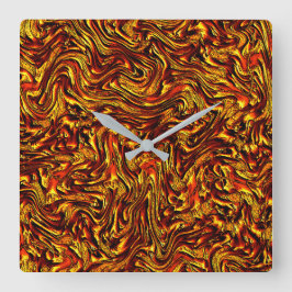 Gold und Korallen oder lebhafte rote Textur Quadratische Wanduhr