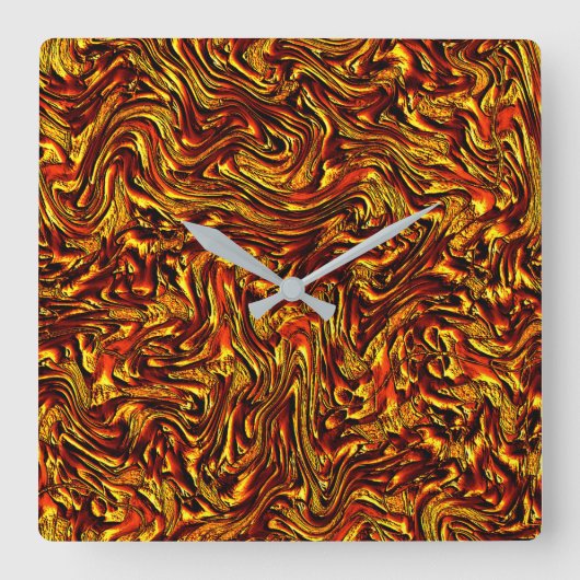 Gold und Korallen oder lebhafte rote Textur Quadratische Wanduhr (Vorderseite)