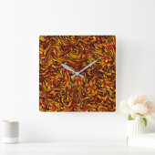 Gold und Korallen oder lebhafte rote Textur Quadratische Wanduhr (Zuhause)