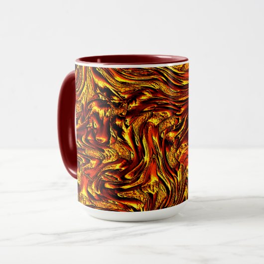 Gold und Korallen oder lebhafte rote Textur Tasse (Vorderseite Links)