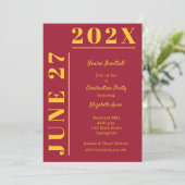 Gold- und Krimson-Graduierungspartei Einladung (Stehend Vorderseite)