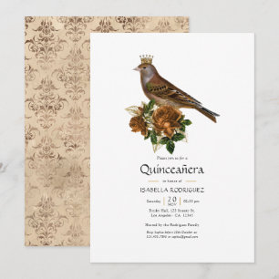 Gold und Kupfer Vintag Chic Quinceñera Einladung