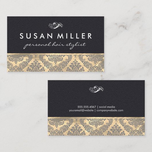 Gold und Leder mit Damaskus Visitenkarte (Vorne/Hinten)