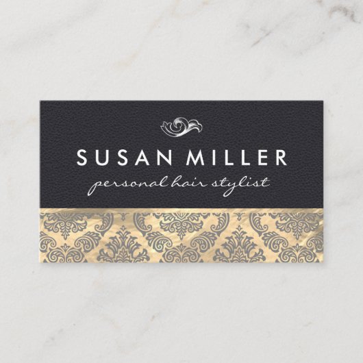 Gold und Leder mit Damaskus Visitenkarte (Vorderseite)