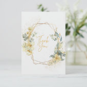 Gold und Light Blue Elegant Wedding Dankeschön Car Dankeskarte (Stehend Vorderseite)