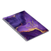 Gold und Lila Agate 💜 ✨ elegante Script Monogram Notizblock (Rechte Seite)