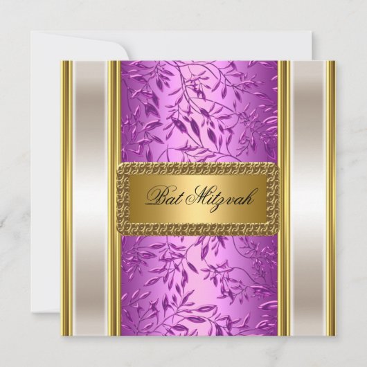 Gold und Lila Art Deco Bat Mitzvah Einladung (Vorderseite)