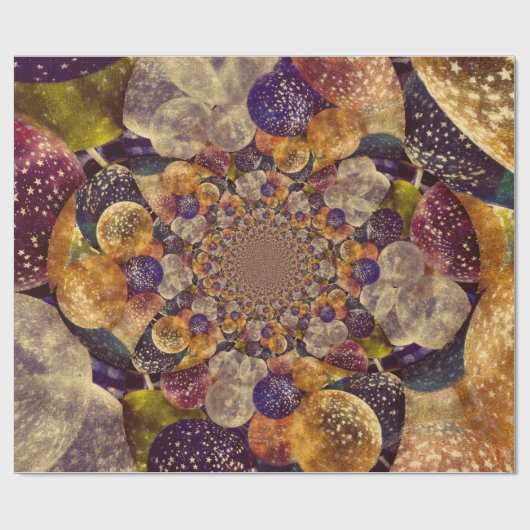 Gold-und lila Ballon-strukturiertes Kaleidoskop Geschenkpapier (Flach)