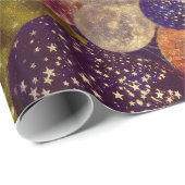 Gold-und lila Ballon-strukturiertes Kaleidoskop Geschenkpapier (Rolleneckpunkt)