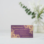 Gold und lila barocker Renaissance-DamastGrunge Visitenkarte (Stehend Vorderseite)