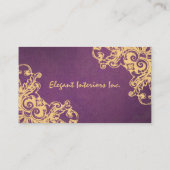 Gold und lila barocker Renaissance-DamastGrunge Visitenkarte (Rückseite)