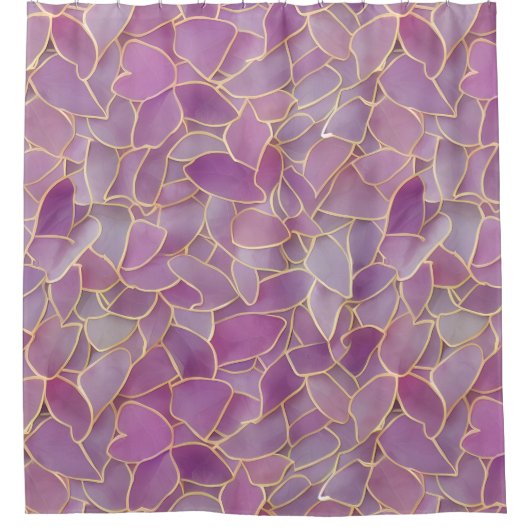 Gold und Lila Blattmuster Duschvorhang (Vorderseite)