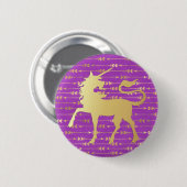 Gold und Lila Bohemisches Muster & Einhorn Button (Vorne & Hinten)