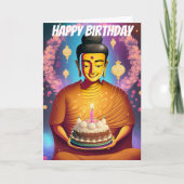 Gold und Lila Buddha Geburtstag Karte (Vorderseite)