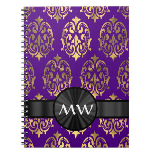Gold und lila Damast Notizblock