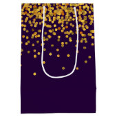 Gold und Lila Glam Confetti Dots Mittlere Geschenktüte (Rückseite)