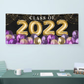 Gold- und Lila Glitzer-Klasse 2022 Abschluss Banner (Messe)
