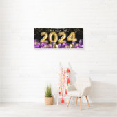 Gold- und Lila Glitzer-Klasse 2023 Abschluss Banner (Insitu)