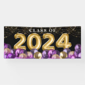 Gold- und Lila Glitzer-Klasse 2023 Abschluss Banner (Horizontal)