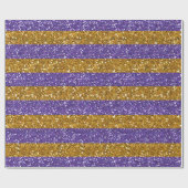 Gold und lila Glitzer-Streifen gedruckt Geschenkpapier (Flach)