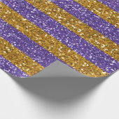 Gold und lila Glitzer-Streifen gedruckt Geschenkpapier (Ecke)