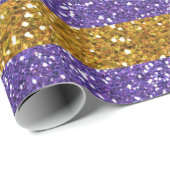 Gold und lila Glitzer-Streifen gedruckt Geschenkpapier (Rolleneckpunkt)