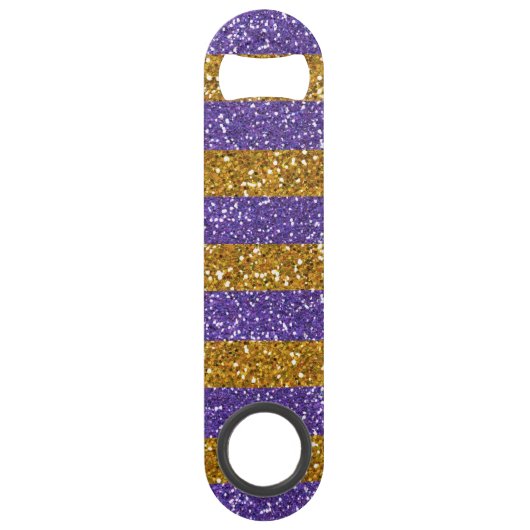 Gold und lila Glitzer-Streifen gedruckt Speedflaschenöffner (Rückseite)