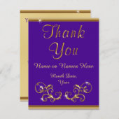 Gold und Lila Hochzeiten Dankeschön Karten (Vorne/Hinten)