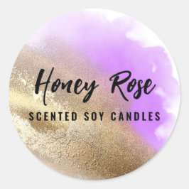 Gold- und Lila Kerzen Runder Aufkleber