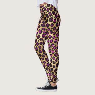 Gold und Lila Leopard Frauen drucken Leggings