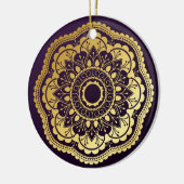 Gold und Lila Mandala Keramik Ornament (Links)