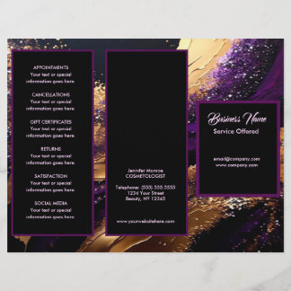 Gold und Lila Menüs und Preise Flyer
