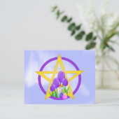 Gold und Lila Ostara Pentagramm mit Tulips Postkarte (Stehend Vorderseite)