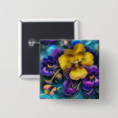 Gold und Lila Pansy Patch Button (Vorne & Hinten)